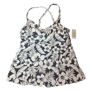 Land's End Women's Plus Size Chlorine Rsstnt Wrap Tankini‎ Swim Top NWT SKUW365